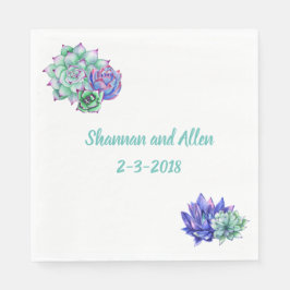 水彩多肉食ランチナプキン スタンダードランチョンナプキン