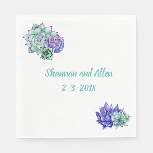 水彩多肉食ランチナプキン スタンダードランチョンナプキン (正面)