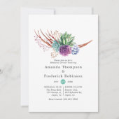 水彩多肉食結婚のリハーサルディナー 招待状 (正面)