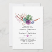 水彩多肉食結婚のリハーサルディナー 招待状 (正面)