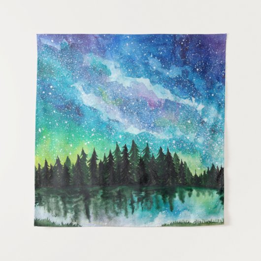 水彩夜景天の川 タペストリー (正面)