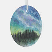 水彩夜景、天の川 ガラスオーナメント (正面右)