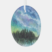 水彩夜景、天の川 ガラスオーナメント (正面左)