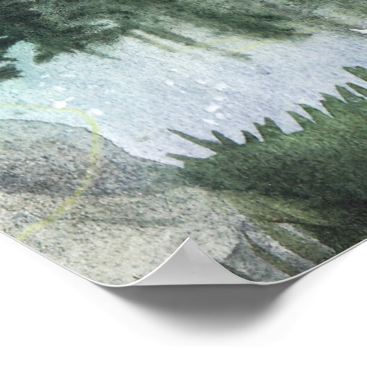 水彩夜景、天の川 ポスター (角)