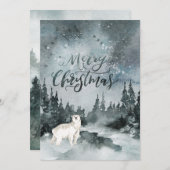 水彩夜空 | ホッキョクグマ・クリスマス シーズンカード (正面/裏面)