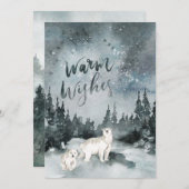 水彩夜空 | ホッキョクグマ・クリスマス シーズンカード (正面/裏面)