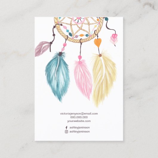 水彩夢のキャッチャージュエリーイヤリングディスプレイ 名刺 (裏面)
