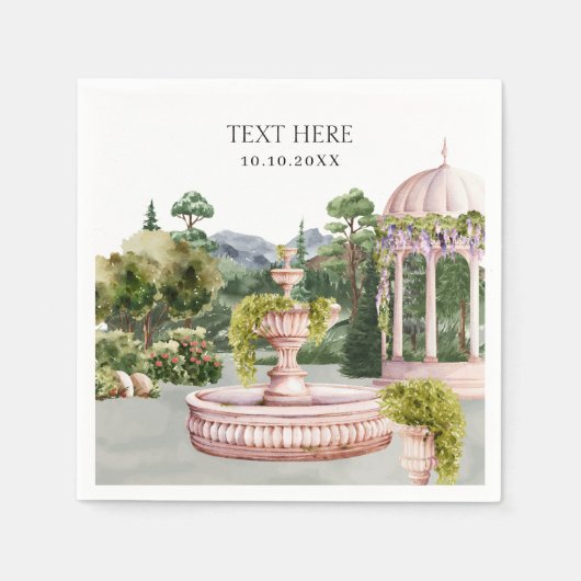 水彩夢の緑の庭エレガント スタンダードカクテルナプキン (正面)