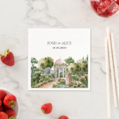 水彩夢の緑の庭エレガント スタンダードカクテルナプキン (インサイチュ)