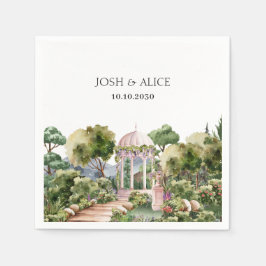 水彩夢の緑の庭エレガント スタンダードカクテルナプキン