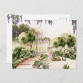 水彩夢の緑の庭エレガント ポストカード (正面/裏面)