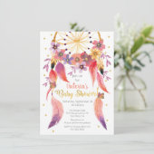 水彩夢キャッチャー ゴールド箔 ベビーシャワー 招待状 (スタンド正面)