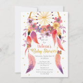 水彩夢キャッチャー ゴールド箔 ベビーシャワー 招待状 (正面)