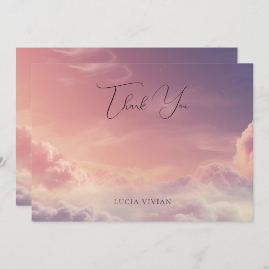 水彩夢幻夕陽雲端9号 サンキューカード (正面/裏面)