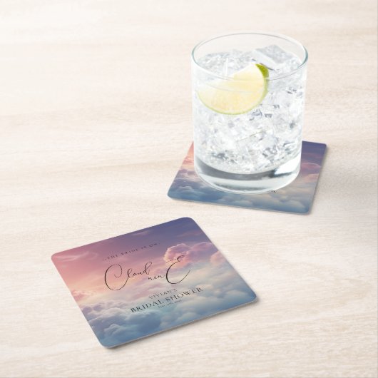 水彩夢幻夕陽雲9號婚前小聚 スクエアペーパーコースター (インサイチュ)