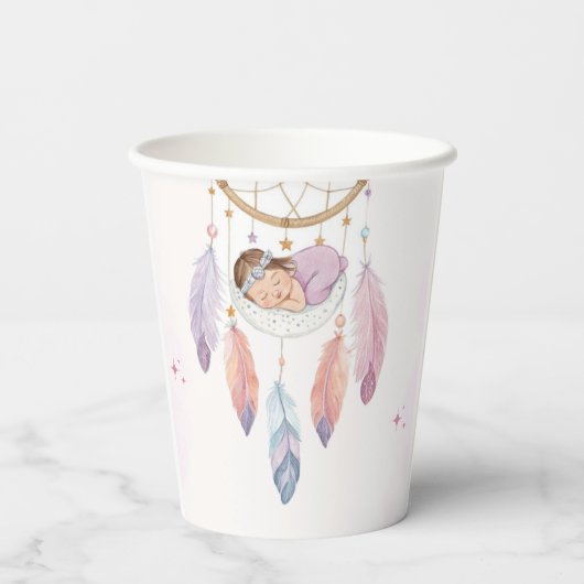 水彩夢想家の赤ちゃんシャワー 紙コップ (裏面)