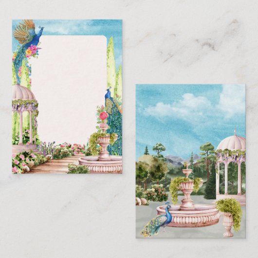 水彩夢想的な美学フローラガーデンバード ノートカード (正面/裏面)