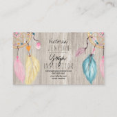 水彩夢捕手羽毛軽木ヨガ 名刺 (正面)