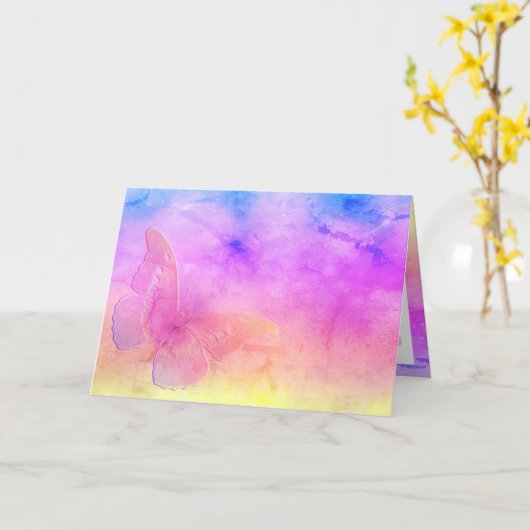 [水彩夢]ソフトパステルカラーズバタフライ カード (黄色い花)