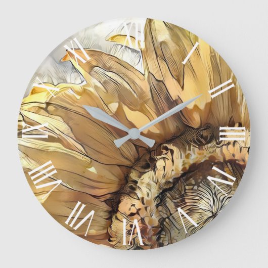 水彩大ひまわりコレクシエレガントョン ラージ壁時計 (正面)