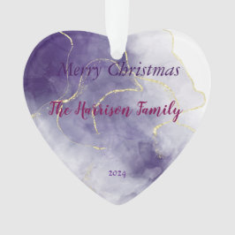 水彩大理石クリスマスアクリルハートオーナメント オーナメント