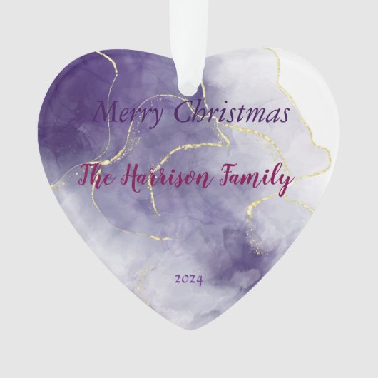 水彩大理石クリスマスアクリルハートオーナメント オーナメント (正面)