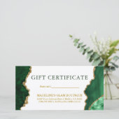 水彩大理石グリーン金ゴールドギフト証明書 (スタンド正面)