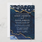 水彩大理石ゲートGeodeライト結婚ズ 招待状 (正面)