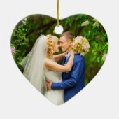 水彩大理石ゲード結婚のハート写真 セラミックオーナメント (裏面)