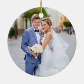 水彩大理石ゲード結婚の写真バック セラミックオーナメント (裏面)