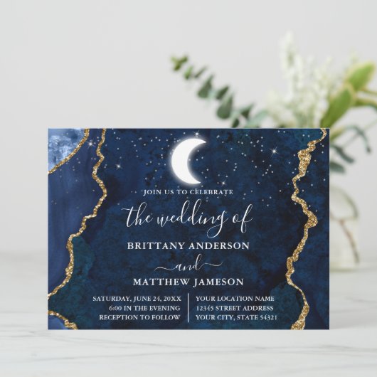 水彩大理石シナ結婚ス 招待状 (スタンド正面)