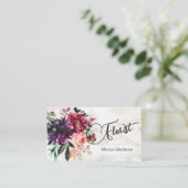 水彩大理石バーガンディフローラ名刺 名刺 (スタンド正面)