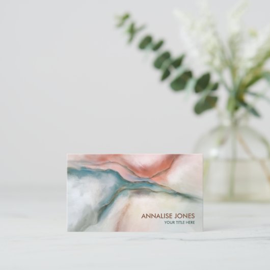 水彩大理石フロー抽象芸術 名刺 (スタンド正面)