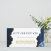 水彩大理石ブルー金ゴールドギフト証明書 (スタンド正面)