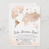 水彩大理石マップトラベルリタイアメント招待状 招待状 (正面/裏面)