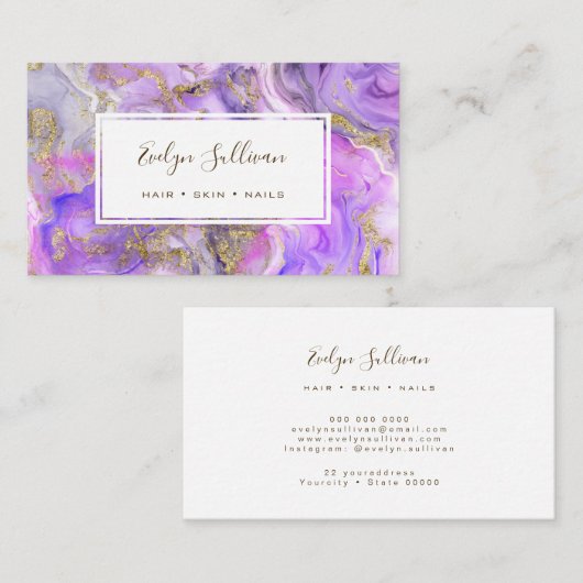 水彩大理石金ゴールドグリッター 名刺 (正面/裏面)