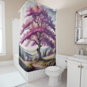 水彩大絵画紫葉樹 シャワーカーテン (インサイチュ)