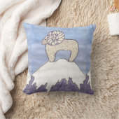 水彩大角羊のラム枕 クッション (ブランケット)