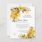 水彩大黄色の花葬儀 サンキューカード (正面)