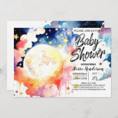 水彩天の赤ちゃんシャワー疑問に思 招待状 (正面/裏面)