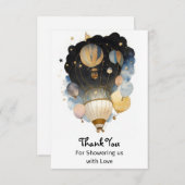 水彩天気球ベビーシャワー サンキューカード (正面/裏面)