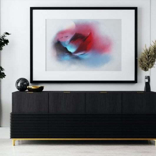 水彩天然山鳥サンセット絵画ズ キャンバスプリント