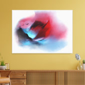 水彩天然山鳥サンセット絵画ズ キャンバスプリント (インサイチュ (リビング))