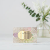 水彩天然石フェイク金ゴールドグリッター箔 名刺 (スタンド正面)