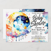 水彩天空の赤ちゃんシャワー夢 招待状 (正面/裏面)