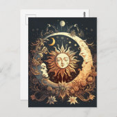 水彩太陽と月の天星 ポストカード (正面/裏面)