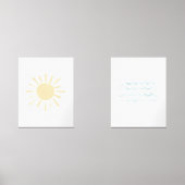 水彩太陽と波ビーチ子供部屋 (正面)