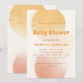 水彩太陽ボホ抽象美学ベビーシャワー 招待状 (正面/裏面)