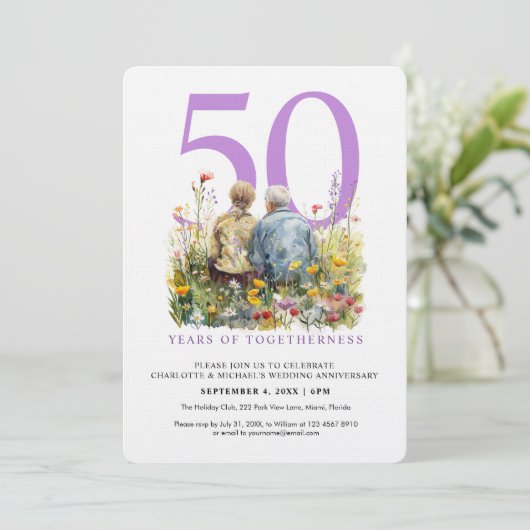 水彩夫婦ラブロマン結婚ズ記念日 招待状 (スタンド正面)