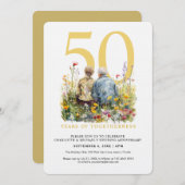 水彩夫婦ラブロマン結婚ズ記念日 招待状 (正面/裏面)